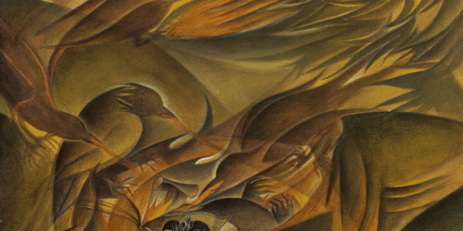 Burning the Word, 2003
Egg tempera on paper
14.5 “ X 15”